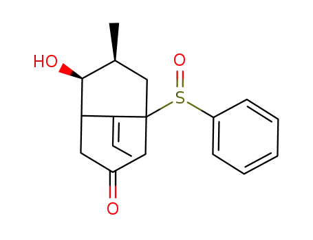 Molecular Structure of 145095-39-2 (9-ethylidene-6-hydroxy-7-methyl-1-(phenylsulfinyl)-bicyclo<3.3.1>nonane-3-one)