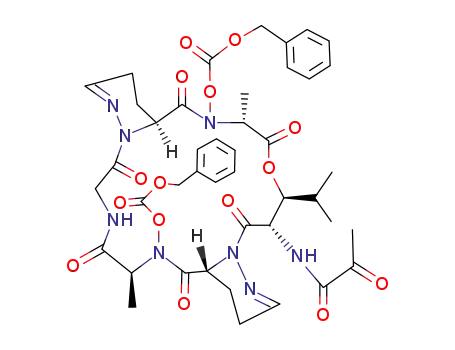 Carbonic acid benzyl ester (6S,9R,16S,17S,20R,23S)-7-benzyloxycarbonyloxy-17-isopropyl-6,20-dimethyl-2,5,8,15,19,22-hexaoxo-16-(2-oxo-propionylamino)-18-oxa-1,4,7,13,14,21,27-heptaaza-tricyclo[21.4.0.0<sup>9,14</sup>]heptacosa-12,26-dien-21-yl ester