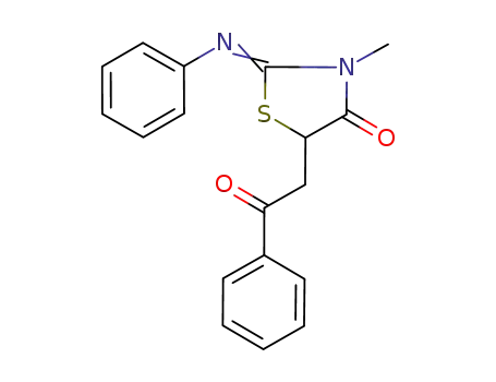 Molecular Structure of 1040550-08-0 (2-phenylimino-3-methyl-5-(2-phenyl-2-oxoethyl)-4-oxo-1,3-thiazolidine)