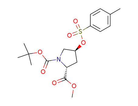 Molecular Structure of 135042-13-6 (1,2-Pyrrolidinedicarboxylic acid, 4-[[(4-methylphenyl)sulfonyl]oxy]-,
1-(1,1-dimethylethyl) 2-methyl ester, (2R,4S)-)
