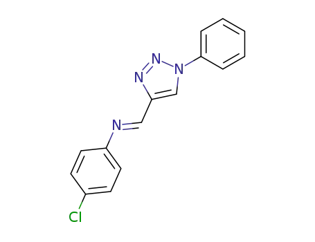 Molecular Structure of 133902-50-8 ((4-Chloro-phenyl)-[1-(1-phenyl-1H-[1,2,3]triazol-4-yl)-meth-(E)-ylidene]-amine)