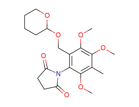 (+/-)-N-<2,4,5-Trimethoxy-3-methyl-6-(3,4,5,6-tetrahydro-2H-pyran-2-yloxymethyl)phenyl>succinimid