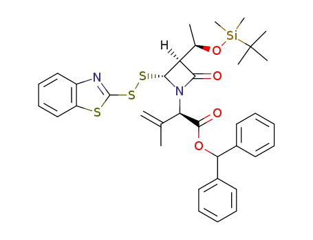 (R)-2-{(2R,3S)-2-(Benzothiazol-2-yldisulfanyl)-3-[(R)-1-(tert-butyl-dimethyl-silanyloxy)-ethyl]-4-oxo-azetidin-1-yl}-3-methyl-but-3-enoic acid benzhydryl ester