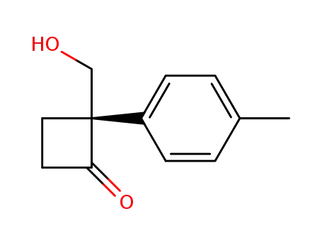 Molecular Structure of 139167-01-4 (Cyclobutanone, 2-(hydroxymethyl)-2-(4-methylphenyl)-, (R)-)