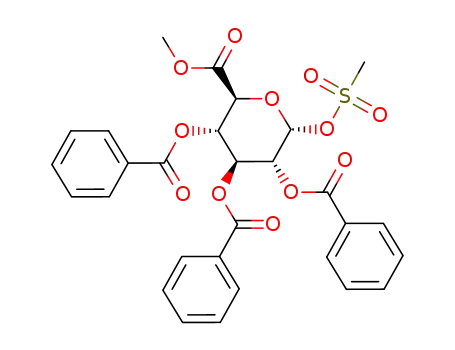 Molecular Structure of 503599-28-8 (α-D-Glucopyranuronic Acid Methyl Ester 2,3,4-Tribenzoate 1-Methanesulfonate)
