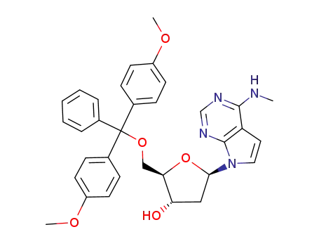7-<2'-deoxy-5'-O-(4,4'-dimethoxytrityl)-β-D-erythro-pentofuranosyl>-4-(methylamino)-1H-pyrrolo<2,3-d>pyrimidine