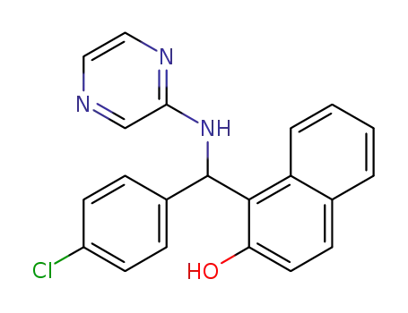 Molecular Structure of 1094443-78-3 (1-[p-chlorophenyl(2-pyrazinylamino)methyl]naphthalene-2-ol)