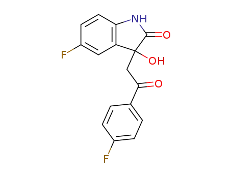 Molecular Structure of 91021-09-9 (2H-Indol-2-one,
5-fluoro-3-[2-(4-fluorophenyl)-2-oxoethyl]-1,3-dihydro-3-hydroxy-)