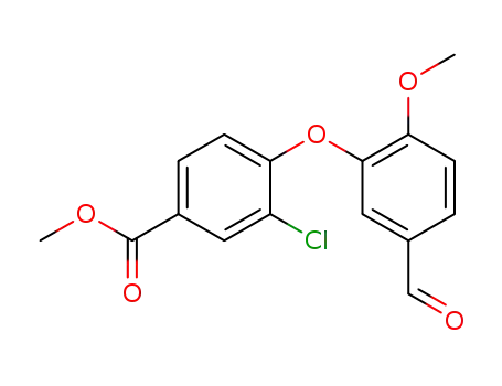 Molecular Structure of 145929-81-3 (methyl 3-chloro-4-(5-formyl-2-methoxyphenoxy)benzoate)