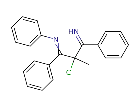 Molecular Structure of 88039-23-0 (Benzenamine, N-(2-chloro-3-imino-2-methyl-1,3-diphenylpropylidene)-)