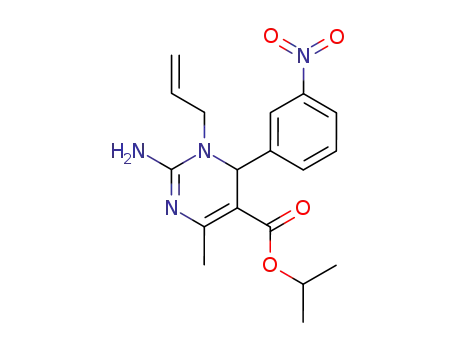 Molecular Structure of 123486-15-7 (1,2,3,6-tetrahydro-2-imino-4-methyl-6-(3-nitrophenyl)-1-(2-propenyl)-5-pyrimidinecarboxylic acid 1-methylethyl ester)