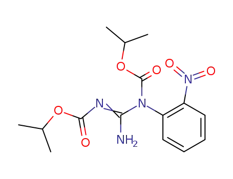 Molecular Structure of 136437-08-6 (Carbamic acid,
[imino[[(1-methylethoxy)carbonyl]amino]methyl](2-nitrophenyl)-,
1-methylethyl ester)