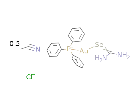 Molecular Structure of 137039-52-2 (((triphenylphosphine)selenourea)gold(I) chloride*0.5(acetonitrile))