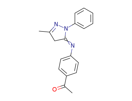 Molecular Structure of 112650-19-8 (Ethanone,
1-[4-[(2,4-dihydro-5-methyl-2-phenyl-3H-pyrazol-3-ylidene)amino]phenyl
]-)