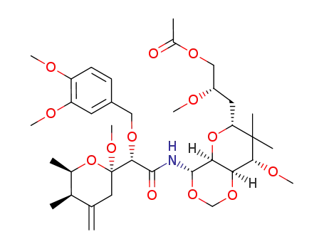 Acetic acid (S)-3-{(4S,4aS,6R,8S,8aR)-4-[(S)-2-(3,4-dimethoxy-benzyloxy)-2-((2R,5R,6R)-2-methoxy-5,6-dimethyl-4-methylene-tetrahydro-pyran-2-yl)-acetylamino]-8-methoxy-7,7-dimethyl-hexahydro-pyrano[3,2-d][1,3]dioxin-6-yl}-2-methoxy-propyl ester