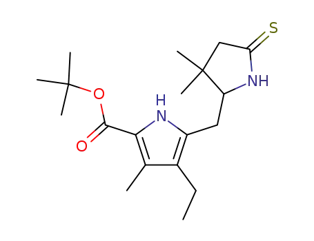 1H-Pyrrole-2-carboxylic acid,
5-[(3,3-dimethyl-5-thioxo-2-pyrrolidinyl)methyl]-4-ethyl-3-methyl-,
1,1-dimethylethyl ester