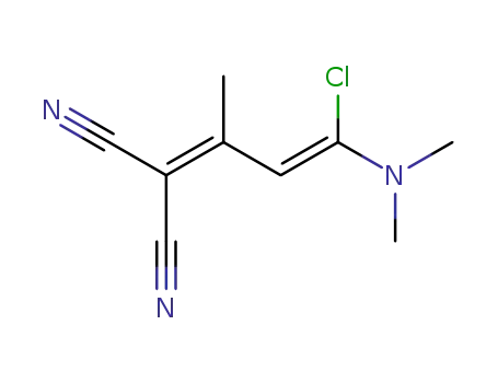 Molecular Structure of 151018-12-1 (Propanedinitrile,
[(2Z)-3-chloro-3-(dimethylamino)-1-methyl-2-propenylidene]-)