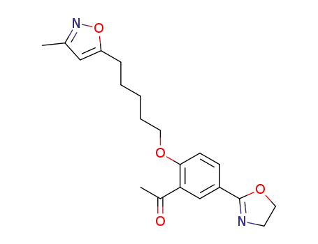 Molecular Structure of 105639-12-1 (1-[5-(4,5-dihydro-1,3-oxazol-2-yl)-2-{[5-(3-methylisoxazol-5-yl)pentyl]oxy}phenyl]ethanone)