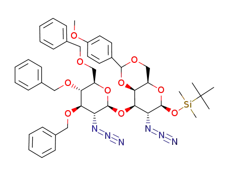 tert-butyldimethylsilyl 2-azido-3-O-(2-azido-3,4,6-tri-O-benzyl-2-deoxy-β-D-glucopyranosyl)-2-deoxy-4,6-O-p-methoxybenzylidene-β-D-galactopyranoside