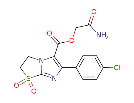 Molecular Structure of 105655-49-0 (Imidazo[2,1-b]thiazole-5-carboxylic acid,
6-(4-chlorophenyl)-2,3-dihydro-, 2-amino-2-oxoethyl ester, 1,1-dioxide)