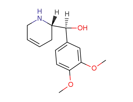 Molecular Structure of 120153-76-6 ((S)-(3,4-Dimethoxy-phenyl)-(S)-1,2,3,6-tetrahydro-pyridin-2-yl-methanol)