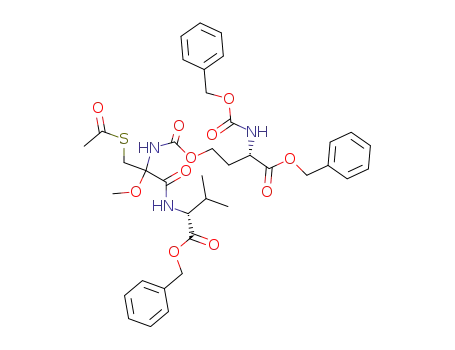 <(5S)-5-benzyloxycarbonylamino-5-benzyloxycarbonyl>-2-oxapentanoyl-S-acetyl-2-methoxy-(2R/S)-cysteinyl-(2R)-valine benzyl ester