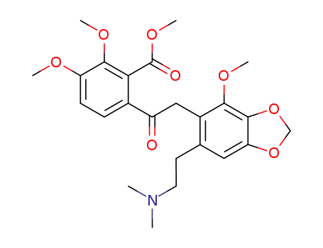 Molecular Structure of 93033-97-7 (Benzoic acid,
6-[[6-[2-(dimethylamino)ethyl]-4-methoxy-1,3-benzodioxol-5-yl]acetyl]-2,
3-dimethoxy-, methyl ester)