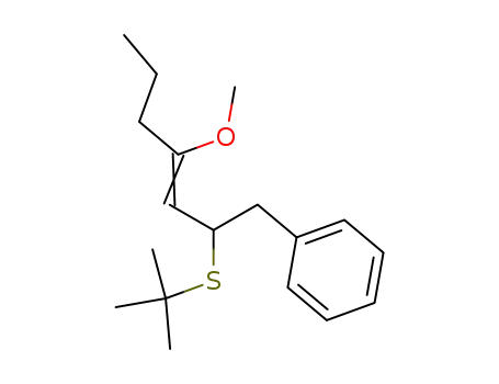 Molecular Structure of 88909-54-0 (Benzene, [2-[(1,1-dimethylethyl)thio]-4-methoxy-3-heptenyl]-, (E)-)