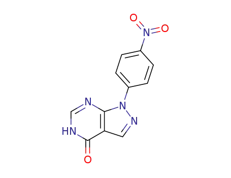 Molecular Structure of 65973-99-1 (4H-Pyrazolo[3,4-d]pyrimidin-4-one, 1,5-dihydro-1-(4-nitrophenyl)-)