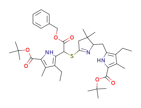 2-<benzyloxycarbonyl-(3-ethyl-4-methyl-5-t-butoxycarbonylpyrrol-2-ylmethylthio)>-5-(3-ethyl-4-methyl-5-t-butoxycarbonylpyrrol-2-ylmethyl)-3,4-dihydro-4,4-dimethylpyrrole