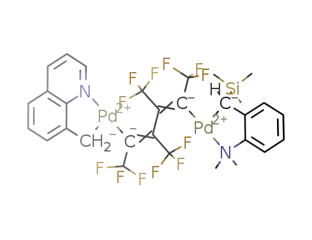[CH<sub>2</sub>C<sub>9</sub>H<sub>6</sub>NPd(C(CF<sub>3</sub>)C(CF<sub>3</sub>)C(CF<sub>3</sub>)C(CF<sub>3</sub>))PdCH(Si(CH<sub>3</sub>)3)C<sub>6</sub>H<sub>4</sub>N(CH<sub>3</sub>)2]