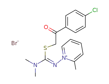Molecular Structure of 110886-65-2 (1-{2-[2-(4-Chloro-phenyl)-2-oxo-ethyl]-3,3-dimethyl-isothioureido}-2-methyl-pyridinium; bromide)