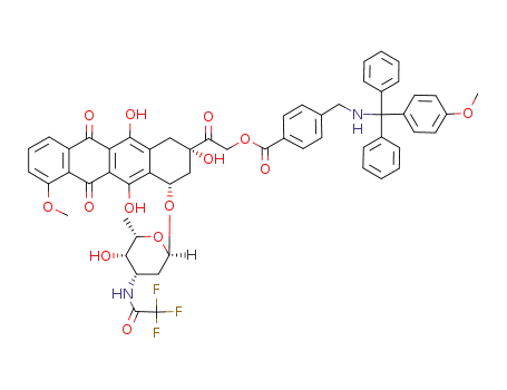 Molecular Structure of 135672-70-7 (N-(trifluoroacetyl) doxorubicin 14-O-<4'-(N-(p-anisyldiphenylmethyl) aminomethyl)> benzoate)