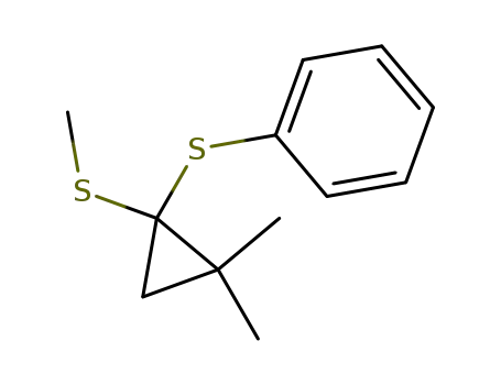 Molecular Structure of 79306-55-1 ((2,2-Dimethyl-1-methylsulfanyl-cyclopropylsulfanyl)-benzene)