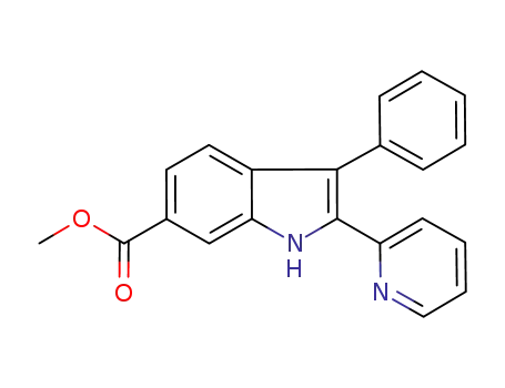 Molecular Structure of 1006057-70-0 (3-phenyl-2-pyridin-2-yl-1H-indole-6-carboxylic acid methyl ester)