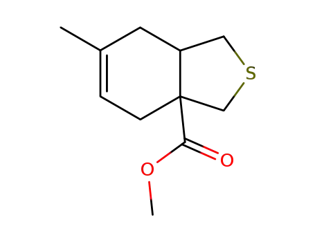 Molecular Structure of 93850-05-6 (Benzo[c]thiophene-3a(3H)-carboxylic acid,
1,4,7,7a-tetrahydro-6-methyl-, methyl ester, trans-)