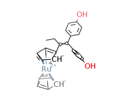 Molecular Structure of 933445-70-6 (1,1-di(4-hydroxyphenyl)-2-ruthenocenylbut-1-ene)