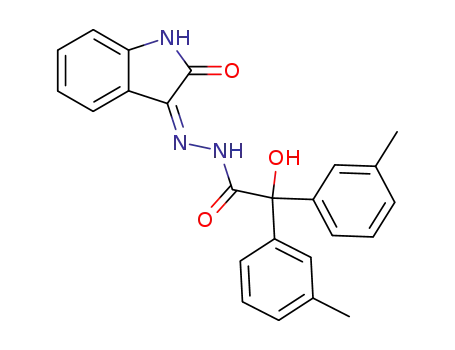 Molecular Structure of 86966-80-5 (Hydroxy-di-m-tolyl-acetic acid [2-oxo-1,2-dihydro-indol-(3Z)-ylidene]-hydrazide)