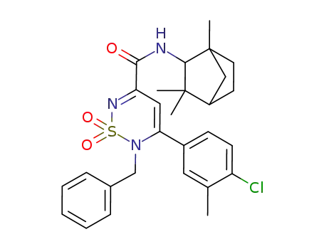 N-(1,3,3-trimethylbicyclo[2.2.1]hept-2-yl)-2-benzyl-3-(4-chloro-3-methylphenyl)-1,1-dioxo-1,2-dihydro-1<sup>λ6</sup>-1,2,6-thiadiazine-5-carboxamide