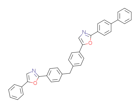 Molecular Structure of 90966-75-9 (Oxazole,
2-[4-[[4-(2-[1,1'-biphenyl]-4-yl-5-oxazolyl)phenyl]methyl]phenyl]-5-phenyl-)