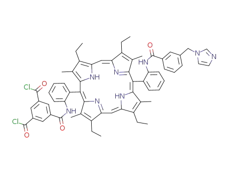 5-(2-{(5Z,10Z,14Z,19Z)-2,8,12,18-Tetraethyl-15-[2-(3-imidazol-1-ylmethyl-benzoylamino)-phenyl]-3,7,13,17-tetramethyl-porphyrin-5-yl}-phenylcarbamoyl)-isophthaloyl dichloride
