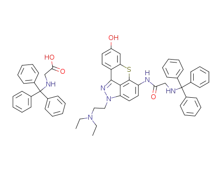 N-[2-(2-Diethylamino-ethyl)-8-hydroxy-2H-6-thia-1,2-diaza-aceanthrylen-5-yl]-2-(trityl-amino)-acetamide; compound with (trityl-amino)-acetic acid