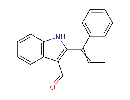 Molecular Structure of 77092-51-4 (1H-Indole-3-carboxaldehyde, 2-(1-phenyl-1-propenyl)-)