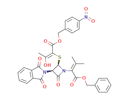2-{(2R,3R)-3-(1,3-Dioxo-1,3-dihydro-isoindol-2-yl)-2-[(Z)-2-hydroxy-1-(4-nitro-benzyloxycarbonyl)-propenylsulfanyl]-4-oxo-azetidin-1-yl}-3-methyl-but-2-enoic acid benzyl ester