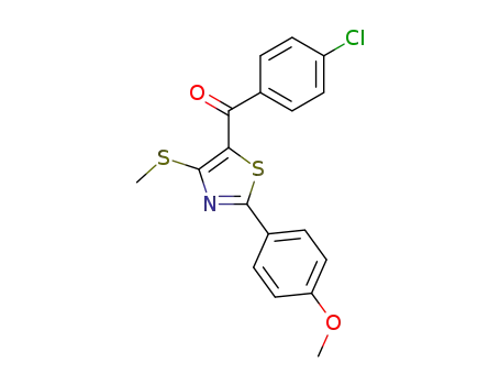 Molecular Structure of 91544-15-9 (Methanone,
(4-chlorophenyl)[2-(4-methoxyphenyl)-4-(methylthio)-5-thiazolyl]-)