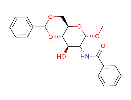 Molecular Structure of 4288-73-7 (methyl 2-(benzoylamino)-4,6-O-benzylidene-2-deoxyhexopyranoside)