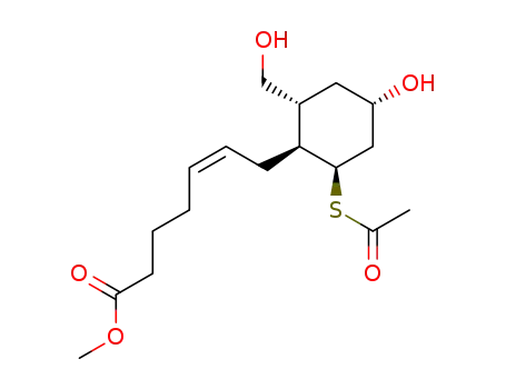 methyl (1R*,2S*,4R*,6S*)-(Z)-2-acetylthio-4-hydroxy-6-hydroxymethylcyclohexanehept-5-enoate