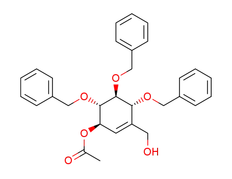 1L-(1,3/2,4)-1-O-Acetyl-2,3,4-tri-O-benzyl-5-C-hydroxymethyl-5-cyclohexen-1,2,3,4-tetrol