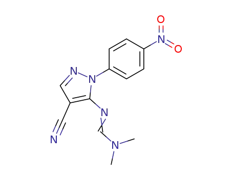 Molecular Structure of 78972-86-8 (Methanimidamide,
N'-[4-cyano-1-(4-nitrophenyl)-1H-pyrazol-5-yl]-N,N-dimethyl-)