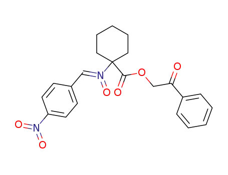 Molecular Structure of 93563-56-5 (Cyclohexanecarboxylic acid, 1-[[(4-nitrophenyl)methylene]oxidoamino]-,
2-oxo-2-phenylethyl ester)